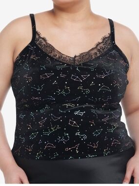Y2K Plus-Size Velvet Lace-Trim Chemise Camisole